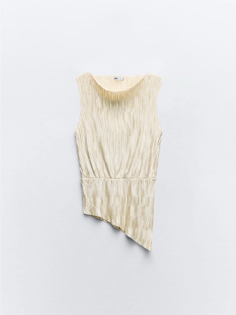 Zara Pleated Sleeveless Top - Light Gold